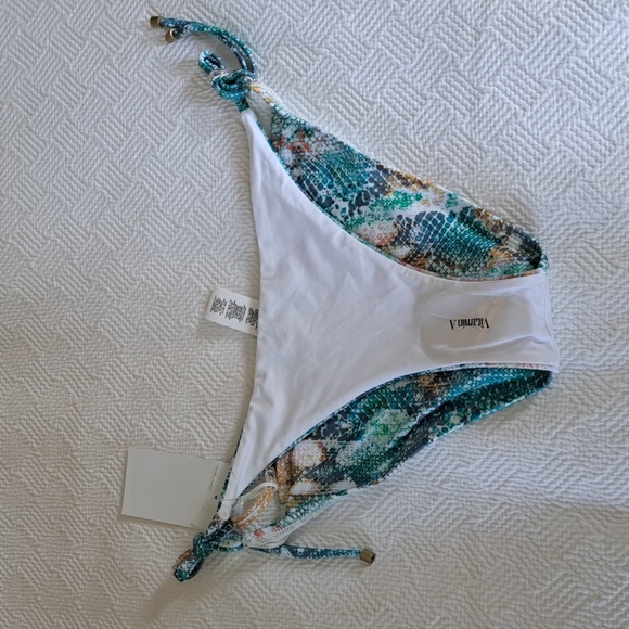 NWT Vitamin A Womens Multi Color Snakeskin Print Bikini String Swim Bottom XL-12 - Picture 4 of 9